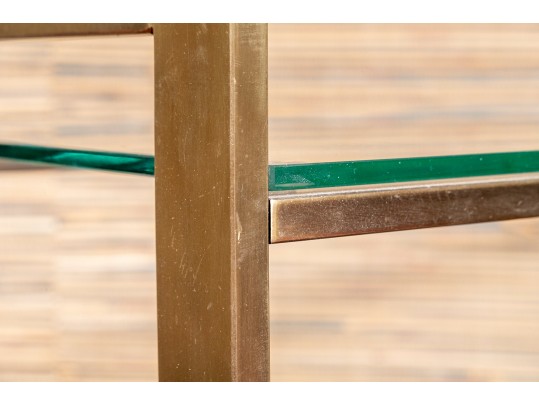 Vintage MCM Brass And Glass Barcart On Casters