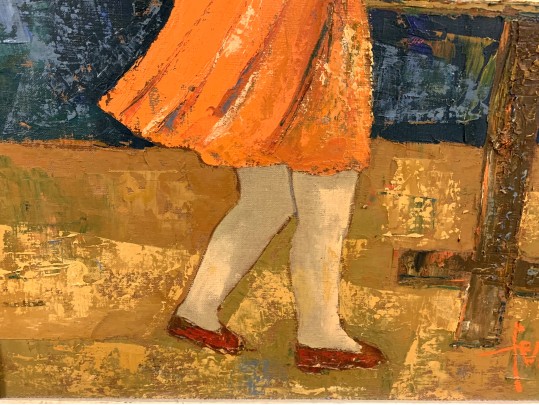 Edith Ferullo (Am. 1928-2008) OIl On Board Girl With Vase Of Flowers