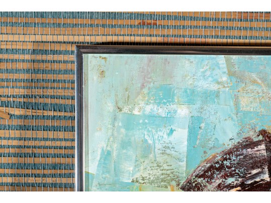 Edith Ferullo (Am. 1928-2008) Oil On Canvas Girl In Orange With 3 Daisies