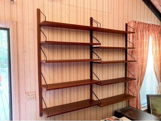 Mid Century Modern Wall Mounted Teak Shelving Unit
