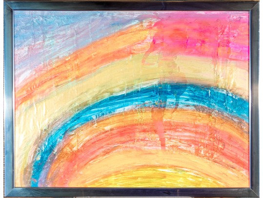 Signed Mixed Media Abstract On Canvas