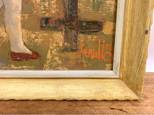 Edith Ferullo (Am. 1928-2008) OIl On Board Girl With Vase Of Flowers