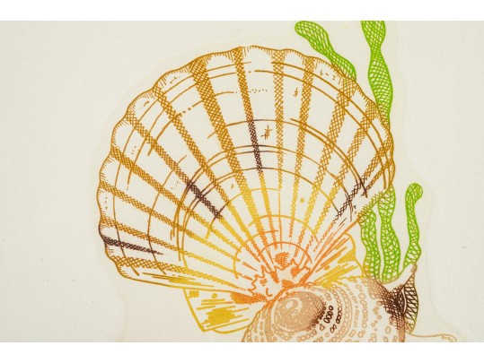 Lawrence Lerfald (Am. B. 1938) Set Of 4 Framed Etchings With Aquatics & Butterflies