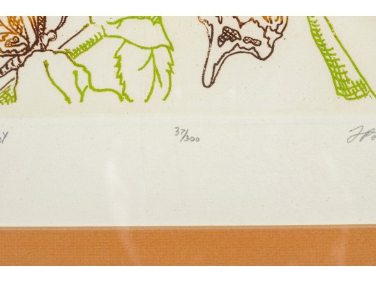 Lawrence Lerfald (Am. B. 1938) Set Of 4 Framed Etchings With Aquatics & Butterflies