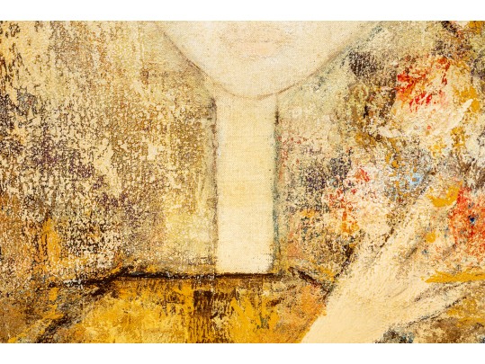 Rosina Lyford (British, 1936-) Woman With Hat & Flowers Oil On Canvas