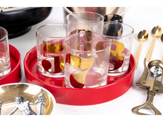 Group Of Fun Mid Century Barware & Table Top Entertaining