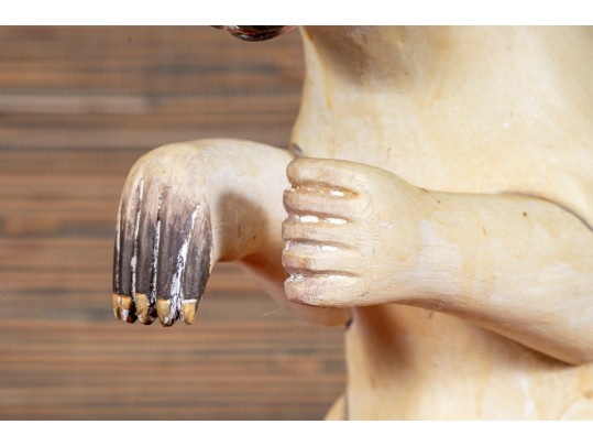 Artisanal Carved And Paint Finished Wooden Squirrel