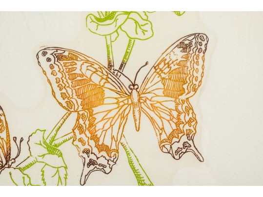 Lawrence Lerfald (Am. B. 1938) Set Of 4 Framed Etchings With Aquatics & Butterflies