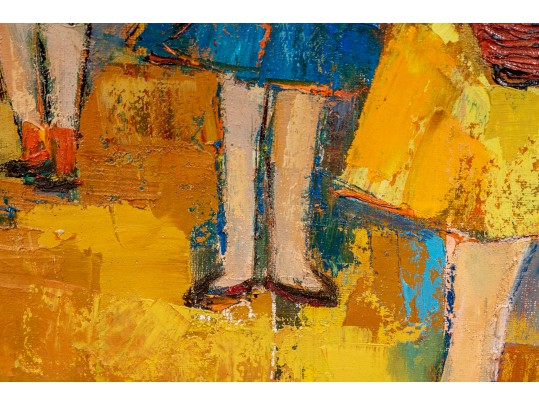 Edith Ferullo (Am. 1928-2008) Oil On Canvas Of Five Little Girls