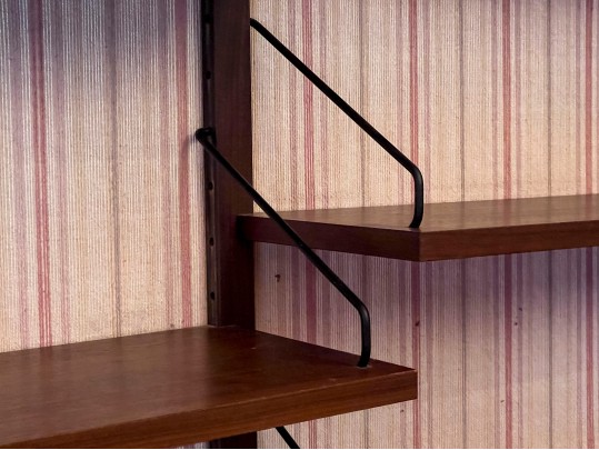 Handsome Mid Century Modern Wall Mounted Shelving Unit