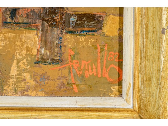 Edith Ferullo (Am. 1928-2008) OIl On Board Girl With Vase Of Flowers