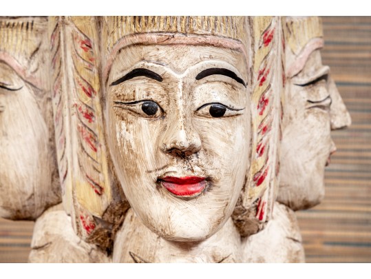 Impressive East Asian Figural Carved Architectural Sculpture