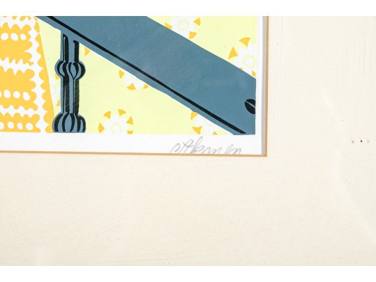  Daniele Akmen (Monaco, B 1945) Signed Serigraph Man With Orange Hair & Cat