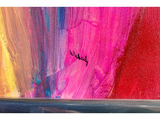 Signed Acrylic On Canvas Abstract Work