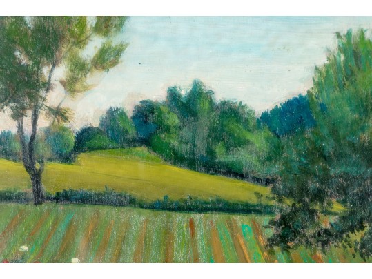 Signed Oil On Mason Board Landscape