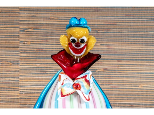 Playful Veteria Pitau Italian Made Polychrome Glass Clown