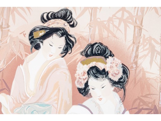 Ayers Over-sized Numbered Limited Edition Litho Geisha With Shamisen