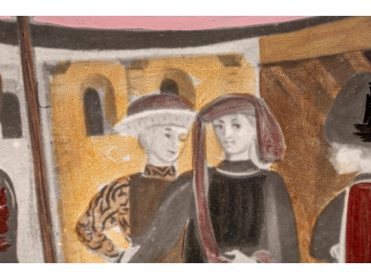 Palladio Italy Mid Century Oil On Mason Board Renaissance Scene