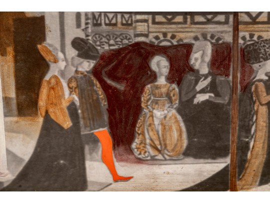 Palladio Italy Mid Century Oil On Mason Board Renaissance Scene