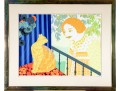  Daniele Akmen (Monaco, B 1945) Signed Serigraph Man With Orange Hair & Cat
