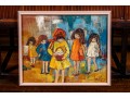Edith Ferullo (Am. 1928-2008) Oil On Canvas Of Five Little Girls