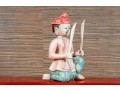 Thai Carved And Polychrome Finished Wooden Burmese Soldier