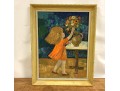 Edith Ferullo (Am. 1928-2008) OIl On Board Girl With Vase Of Flowers