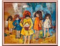 Edith Ferullo (Am. 1928-2008) Oil On Canvas Of Five Little Girls