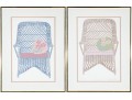 Katherine E. Parker (Am. 1949 - 2004) Pair Of Signed & Numbered Wicker Chair Lithographs