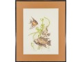 Lawrence Lerfald (Am. B. 1938) Set Of 4 Framed Etchings With Aquatics & Butterflies