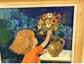 Edith Ferullo (Am. 1928-2008) OIl On Board Girl With Vase Of Flowers