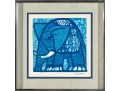 David Weidman (Am, B. 1921) Blue Elephant Signed Print