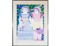 Daniele Akmen (Monaco, B. 1945) Signed Numbered Serigraph Girls With Doll & Basket