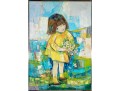 Edith Ferullo (Am. 1928-2008) Oil On Canvas Girl In Yellow With Flowers
