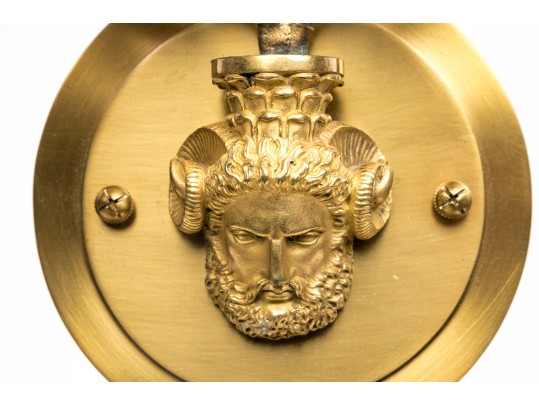 A Fine Pair Of Elegant Bronze Sconces With Classical Masks
