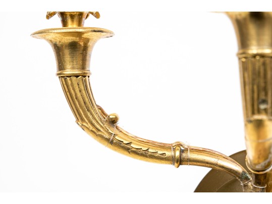 A Fine Pair Of Elegant Bronze Sconces With Classical Masks