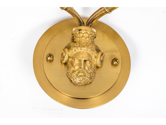 A Fine Pair Of Elegant Bronze Sconces With Classical Masks