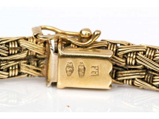 18k Yellow Gold Handsome Woven Basket Weave Bracelet