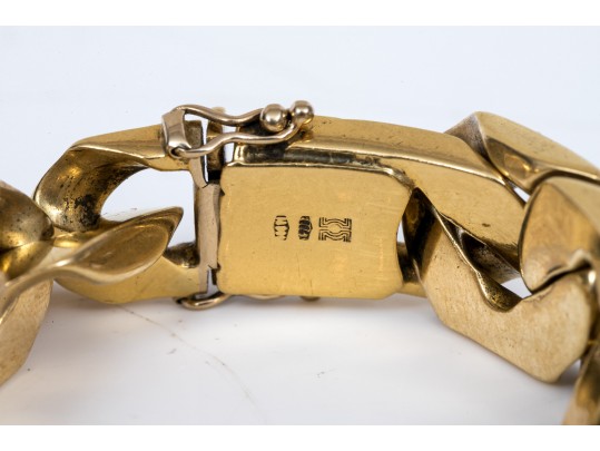 18k Yellow Gold Chunky Wide Chain Link Bracelet