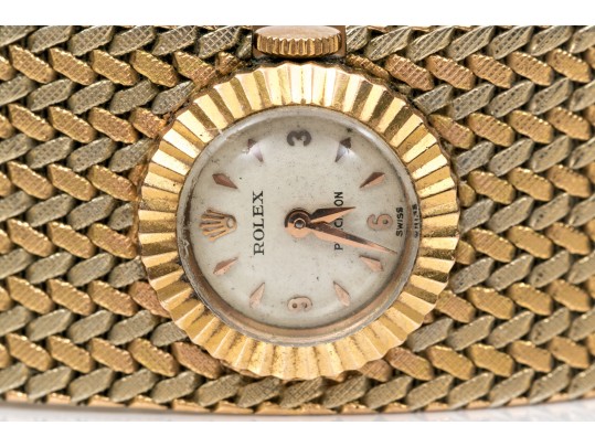 Rolex 18k Gold Retro Vintage Precision Bracelet Watch (see Conditions On Length)