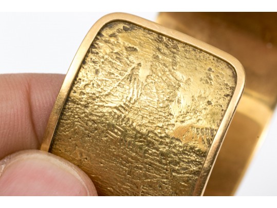 A Vintage 18K Yellow Gold Textured Cuff Bracelet