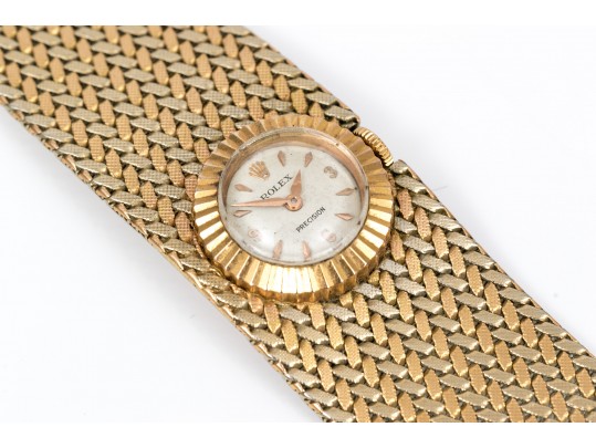 Rolex 18k Gold Retro Vintage Precision Bracelet Watch (see Conditions On Length)