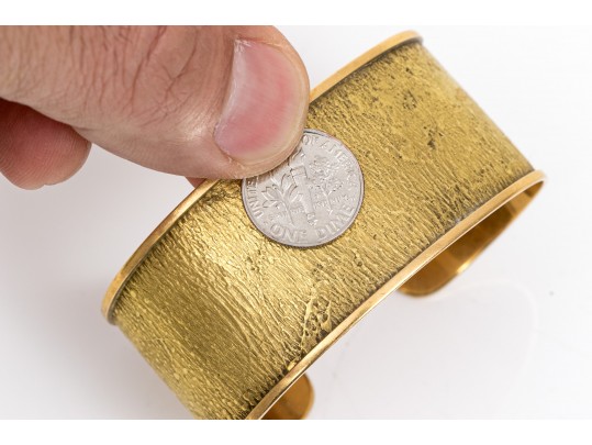 A Vintage 18K Yellow Gold Textured Cuff Bracelet