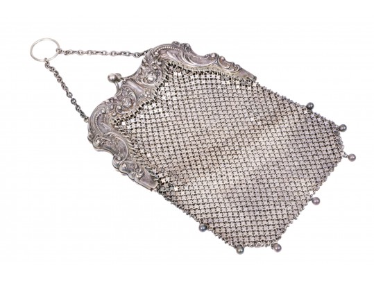 Elegant Sterling Silver Vintage Mesh Hand Bag