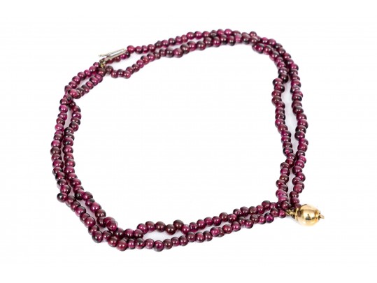 Pretty Four Strand Garnet Bead Torsade Bracelet, Short Length