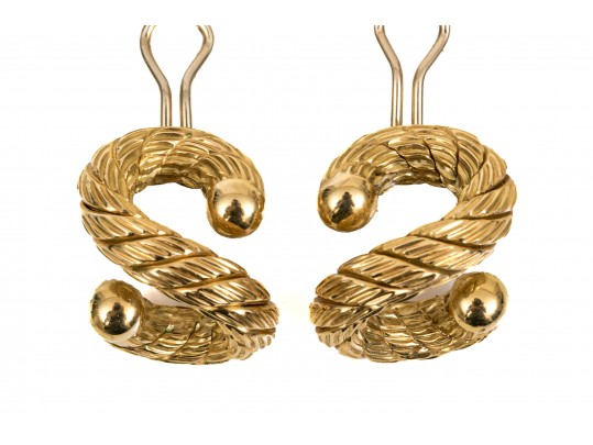 Dramatic 18K Serpentine Textured Rope Earrings