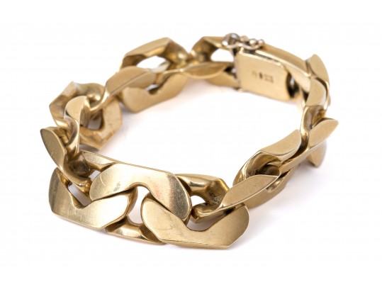 18k Yellow Gold Chunky Wide Chain Link Bracelet