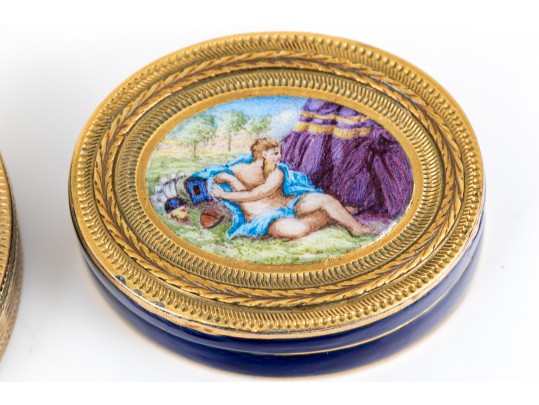 Two Vintage Gold Pill Boxes, 14K And 18K