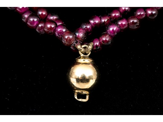 Pretty Four Strand Garnet Bead Torsade Bracelet, Short Length