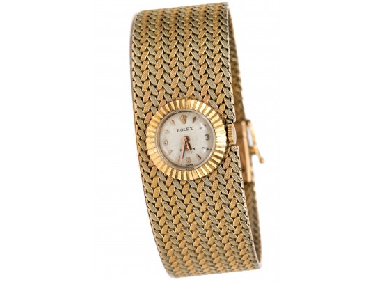 Rolex 18k Gold Retro Vintage Precision Bracelet Watch (see Conditions On Length)
